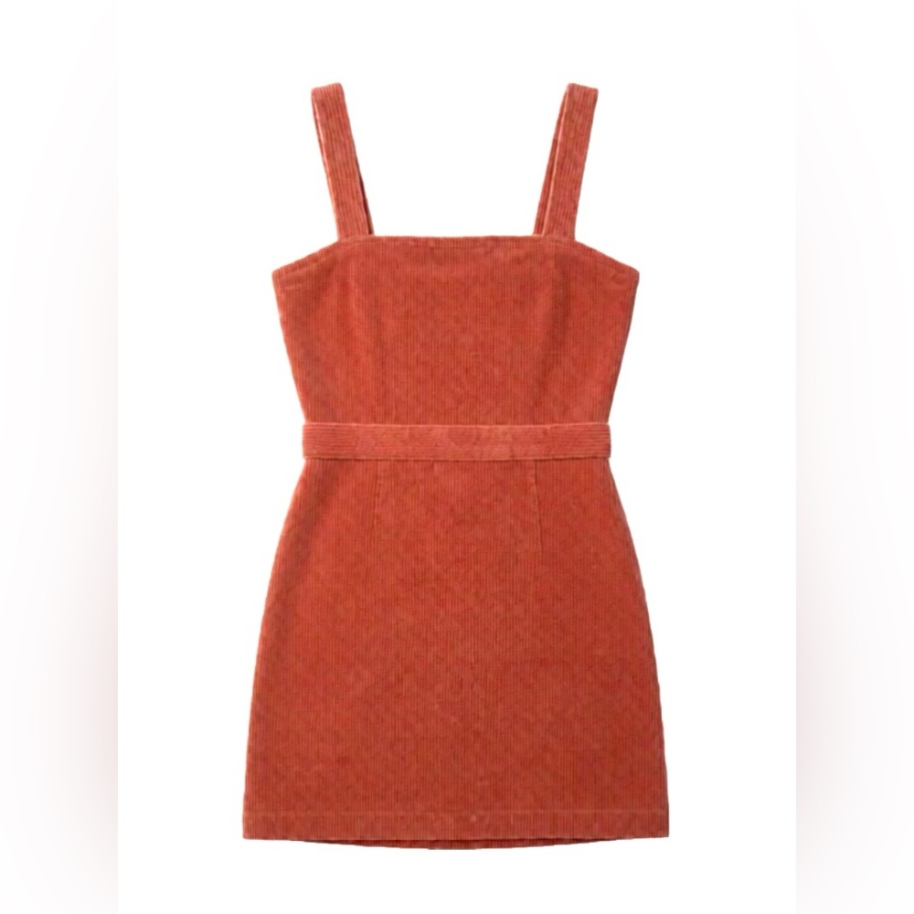 Forever 21 Rust Coral Corduroy Backless Buckle Mini Dress